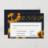 ひまわり開花 |夏の結婚食事オプション 出欠カード (正面/裏面)