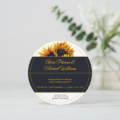 ひまわり開花 | 金ゴールドと海軍モダン結婚の 招待状 (スタンド正面)