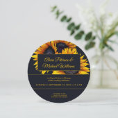 ひまわり開花 | 金ゴールドと海軍モダン結婚の 招待状 (スタンド正面)