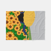 ひまわり雨 フリースブランケット (正面(横))