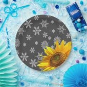 ひまわり雪片紙プレート ペーパープレート (パーティー)