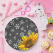 ひまわり雪片紙プレート ペーパープレート (パーティー)