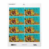 ひまわり青いターコイズ，夏のパーティー ラベル (フルシート)