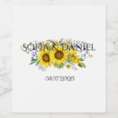 ひまわり青い水色の野結婚花 ワインラベル (シングルラベル)