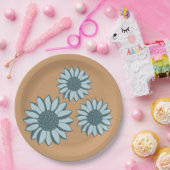 ひまわり青い花 ペーパープレート (パーティー)