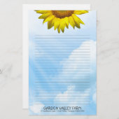 ひまわり青空に裏打ちされた個人筆記用紙 便箋 (正面/裏面)