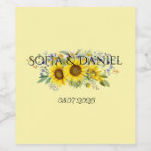 ひまわり青結婚野花の黄色 ワインラベル (シングルラベル)