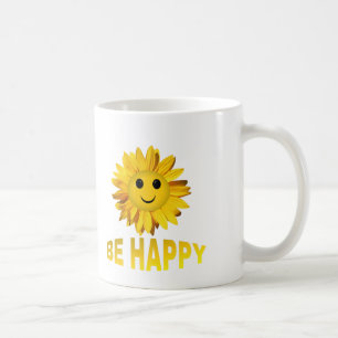ひまわり顔「Be Happy」マグカップ コーヒーマグカップ