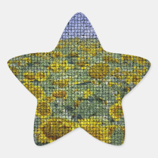 ひまわり風景テクスチャ 星シール