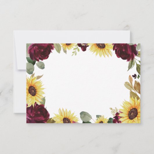 ひまわり食事の選択フローラ素朴バラ結婚ズ 出欠カード (裏面)