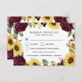 ひまわり食事の選択フローラ素朴バラ結婚ズ 出欠カード (正面/裏面)