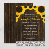 ひまわり飾りの農村風ウエディングシャワーの招待状 招待状 (正面/裏面)