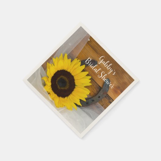 ひまわり馬蹄地方ウェスタンブライダルシャワー スタンダードカクテルナプキン (角)
