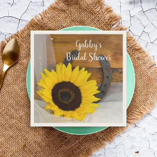 ひまわり馬蹄地方ウェスタンブライダルシャワー スタンダードカクテルナプキン