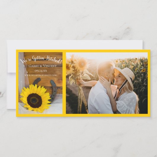 ひまわり馬蹄形カントリー結婚ウエスタン セーブザデート (正面)