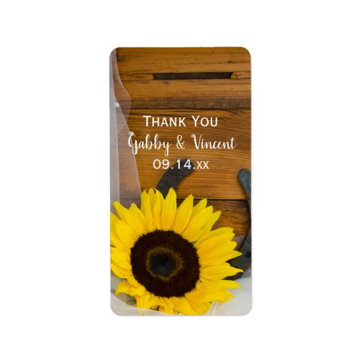 ひまわり馬蹄西結婚のサンキューラベル ラベル (正面)