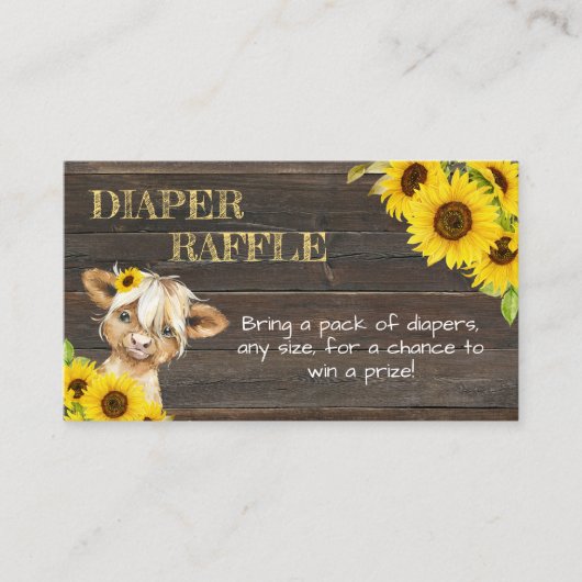 ひまわり高原カウベイビーシャワーオムツラッフル エンクロージャーカード (正面)