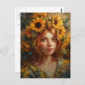 ひまわり髪の女性 ポストカード (正面/裏面)