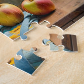 ひまわり魅力的の花束を持つ猫 ジグソーパズル (側面)