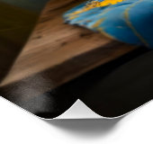 ひまわり魅力的の花束を持つ猫 ポスター (コーナー)