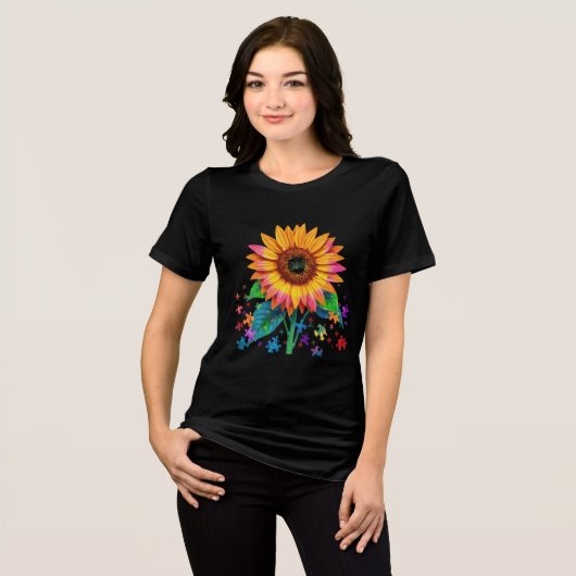 ひまわり鮮やかとパズル トライブレンドＴシャツ (正面全面)