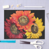 ひまわり鮮やかの色、赤、オレンジ、黄 薄葉紙 (クラフト)