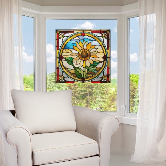 ひまわり鮮やかステンフェイクドグラス ウィンドウサイン