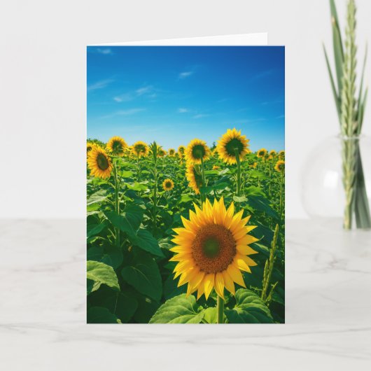 ひまわり鮮やかフォトあいさつ空白のカード/メモ カード (正面)