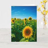 ひまわり鮮やかフォトあいさつ空白のカード/メモ カード (黄色い花)