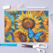 ひまわり鮮やかフローラ及び蝶 薄葉紙 (クラフト)