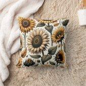 ひまわり鮮やか模様 クッション (ブランケット)