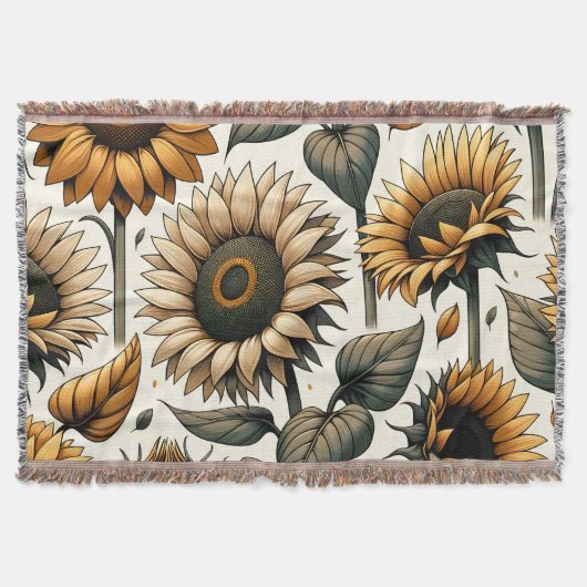 ひまわり鮮やか模様 スローブランケット (正面)