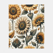 ひまわり鮮やか模様 フリースブランケット (正面)