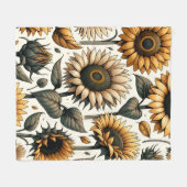 ひまわり鮮やか模様 フリースブランケット (正面(横))