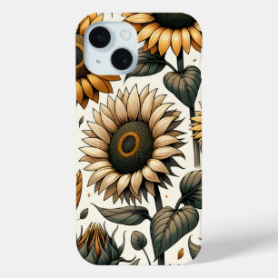 ひまわり鮮やか模様 iPhone 15ケース