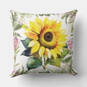 ひまわり鮮やか水彩熱帯フローラフラム クッション (裏面)