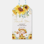 ひまわり鮮やか生意気なベビーモンキーワイルド誕生日 ギフトタグ (正面)