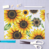 ひまわり鮮やか花の水彩模様 薄葉紙 (クラフト)