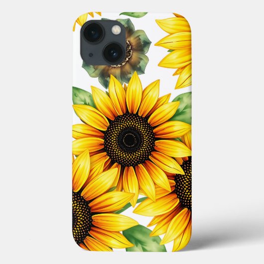 ひまわり鮮やか花の水彩模様 Case-Mate iPhoneケース (裏面)