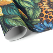 ひまわり鮮やか、バラ&レオパード印刷グリッター ラッピングペーパー (ロールコーナー)