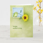ひまわり鳥の母のデイカード カード (黄色い花)