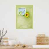ひまわり鳥ポスター ポスター (キッチン)