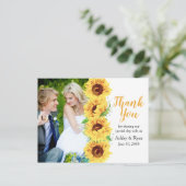 ひまわり黄色い写真結婚の感謝 ポストカード (スタンド正面)