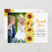 ひまわり黄色い写真結婚の感謝 ポストカード (正面/裏面)