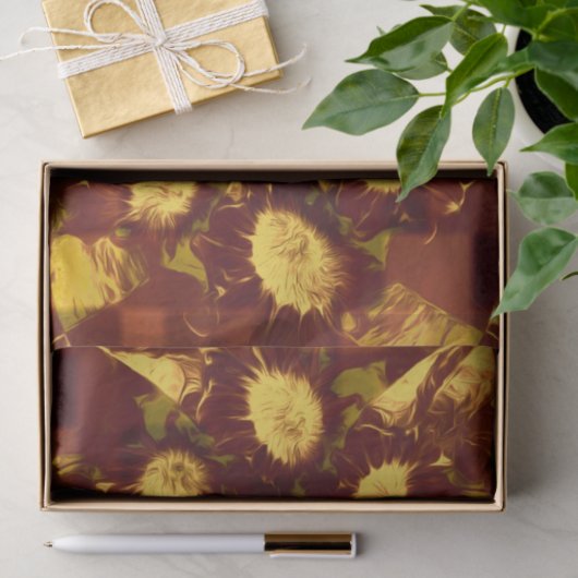 ひまわり黄色い茶色の国素朴の切り離し 薄葉紙 (ギフト)