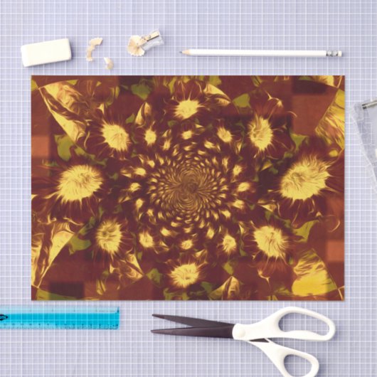 ひまわり黄色い茶色の国素朴の切り離し 薄葉紙 (クラフト)