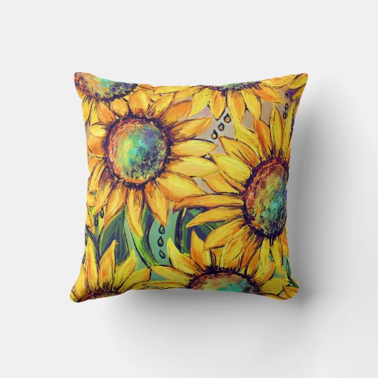 ひまわり黄色い青 クッション (裏面)