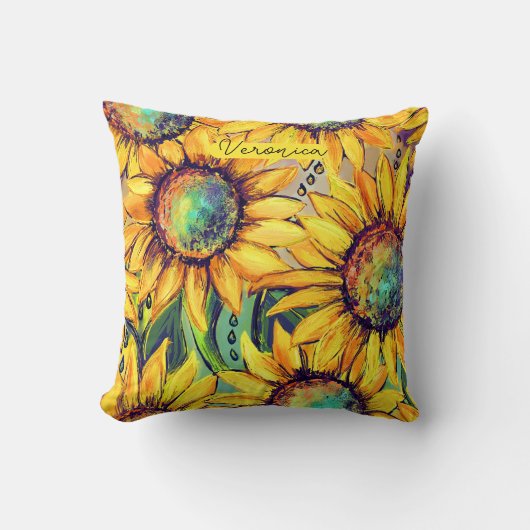 ひまわり黄色い青 クッション (正面)