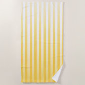 ひまわり黄色と白のグラデーション付きストライプ ビーチタオル (正面)