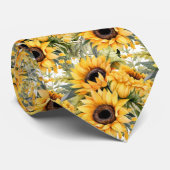 ひまわり黄色と白のフローラネックタイ ネクタイ (ロール)